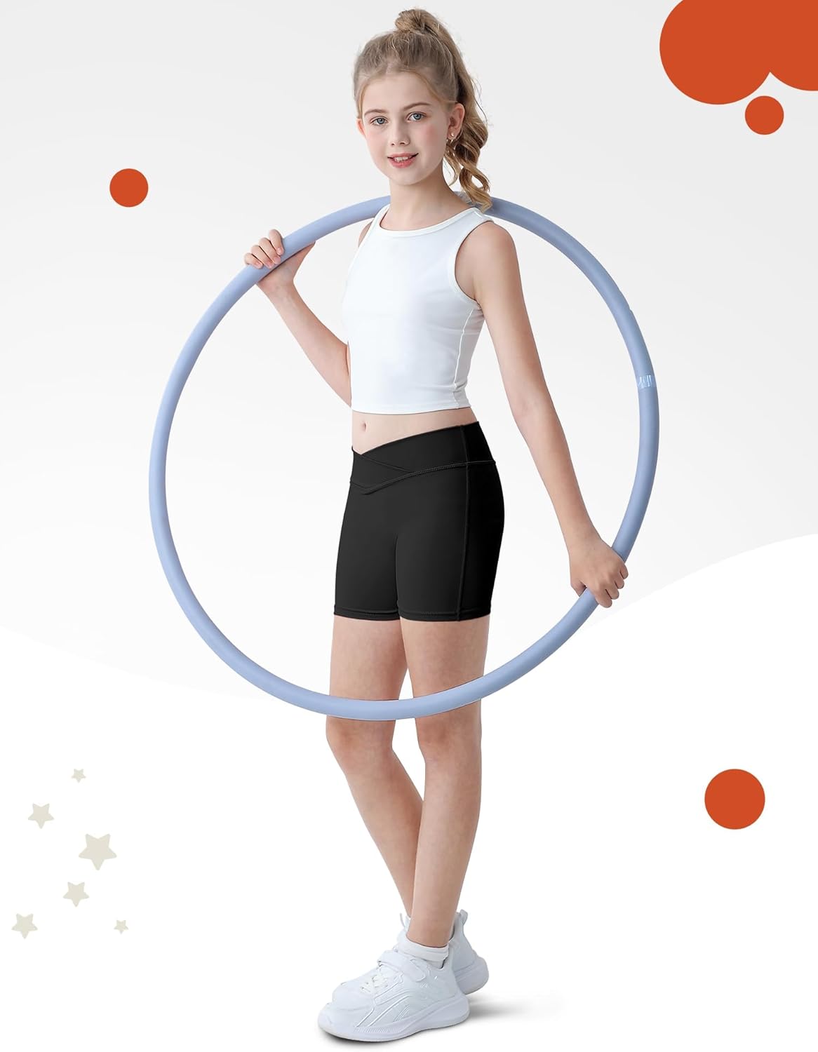 Skiennix Girls Athletic Shorts - High Waisted Biker Shorts for Gymnastics & Dance | Sizes 5-16Y