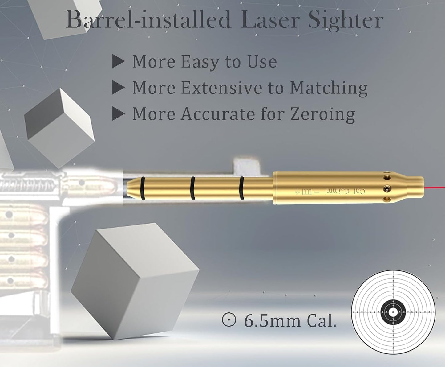 Red Laser Boresighter - 6.5MM Caliber End Barrel Laser Bore Sight for Accurate Fitting in Revolvers, Pistols, Rifles & Air Guns