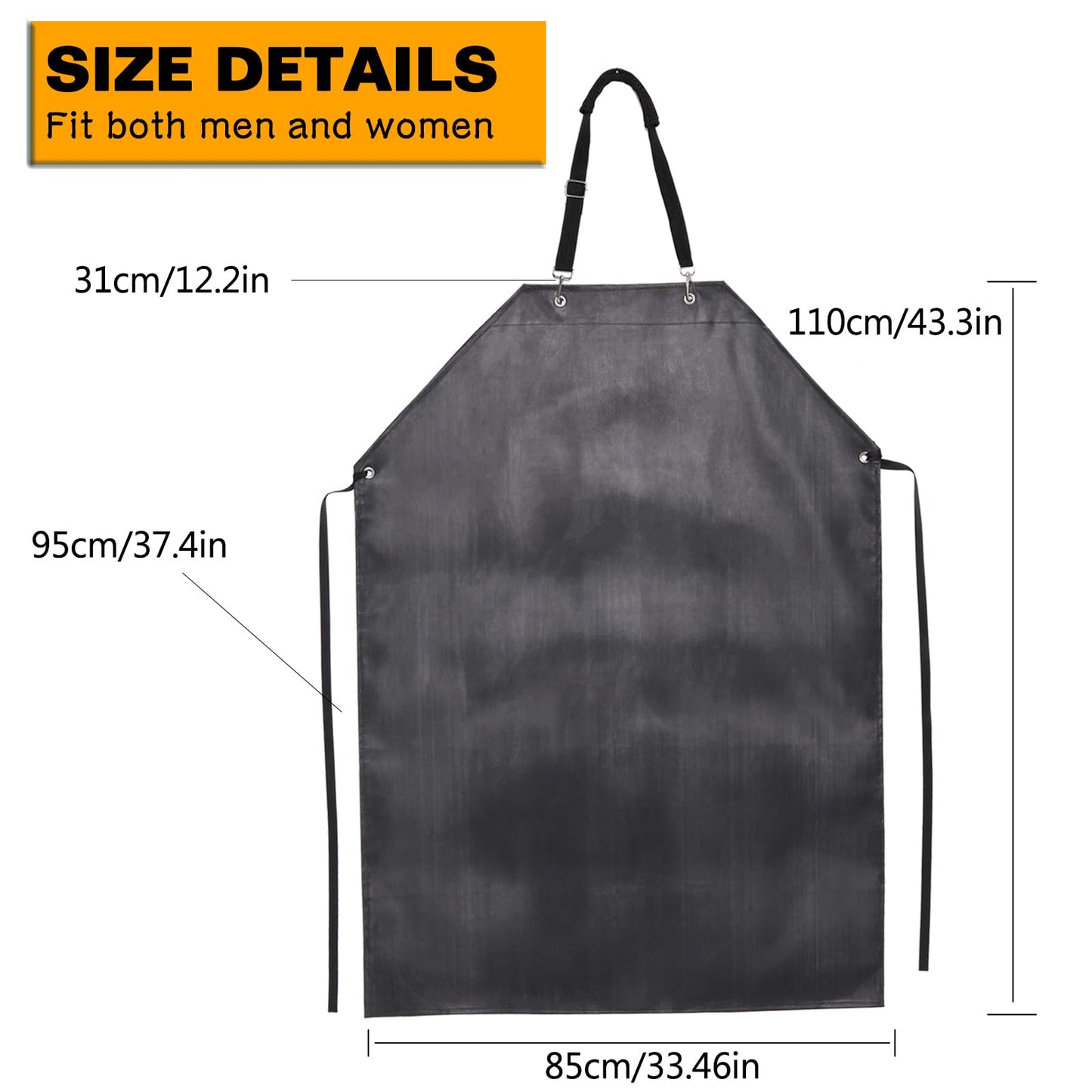 Homsolver Thick Rubber Waterproof Apron, Adjustable Heavy Duty Dishwashing Apron, Work Apron For Cooking, Cleaning Fish, Gardening, Lab Work, Butcher And Dog Grooming