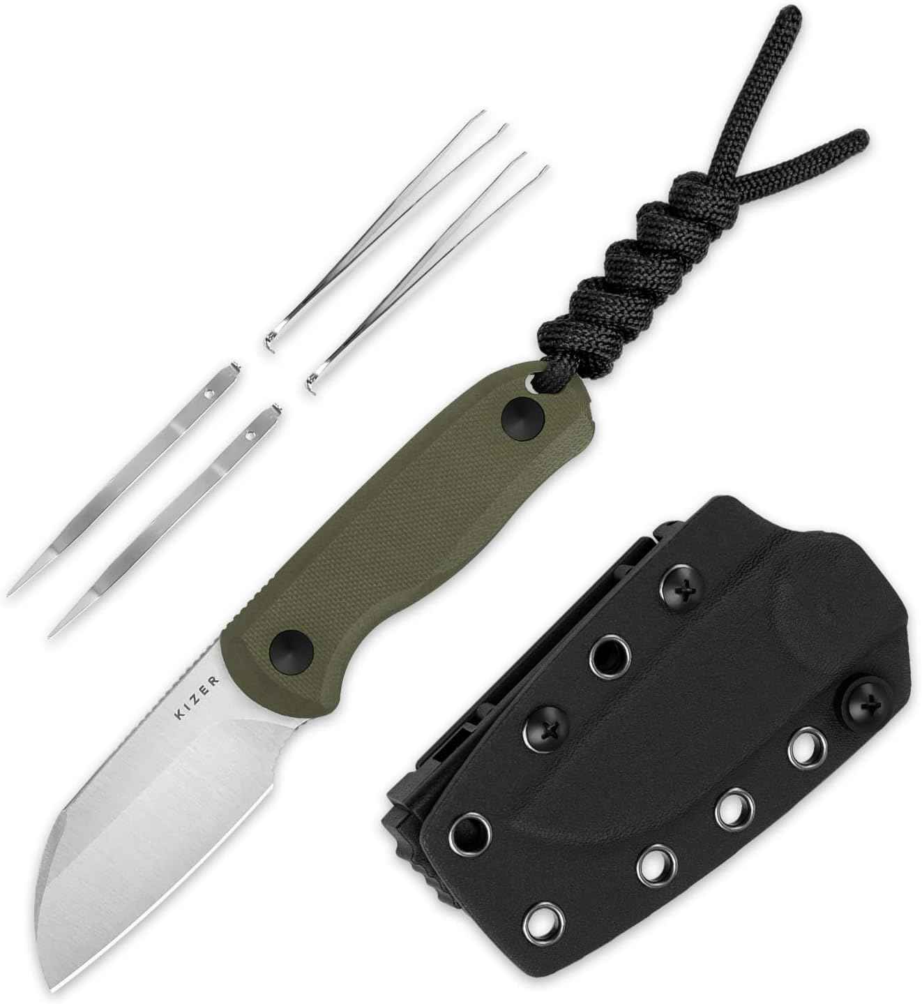 Kizer Drop Bear EDC Fixed Blade Knife - 2.57" 14C28N Blade, Yellow PEI Handle, Compact Survival Knife with Kydex Sheath