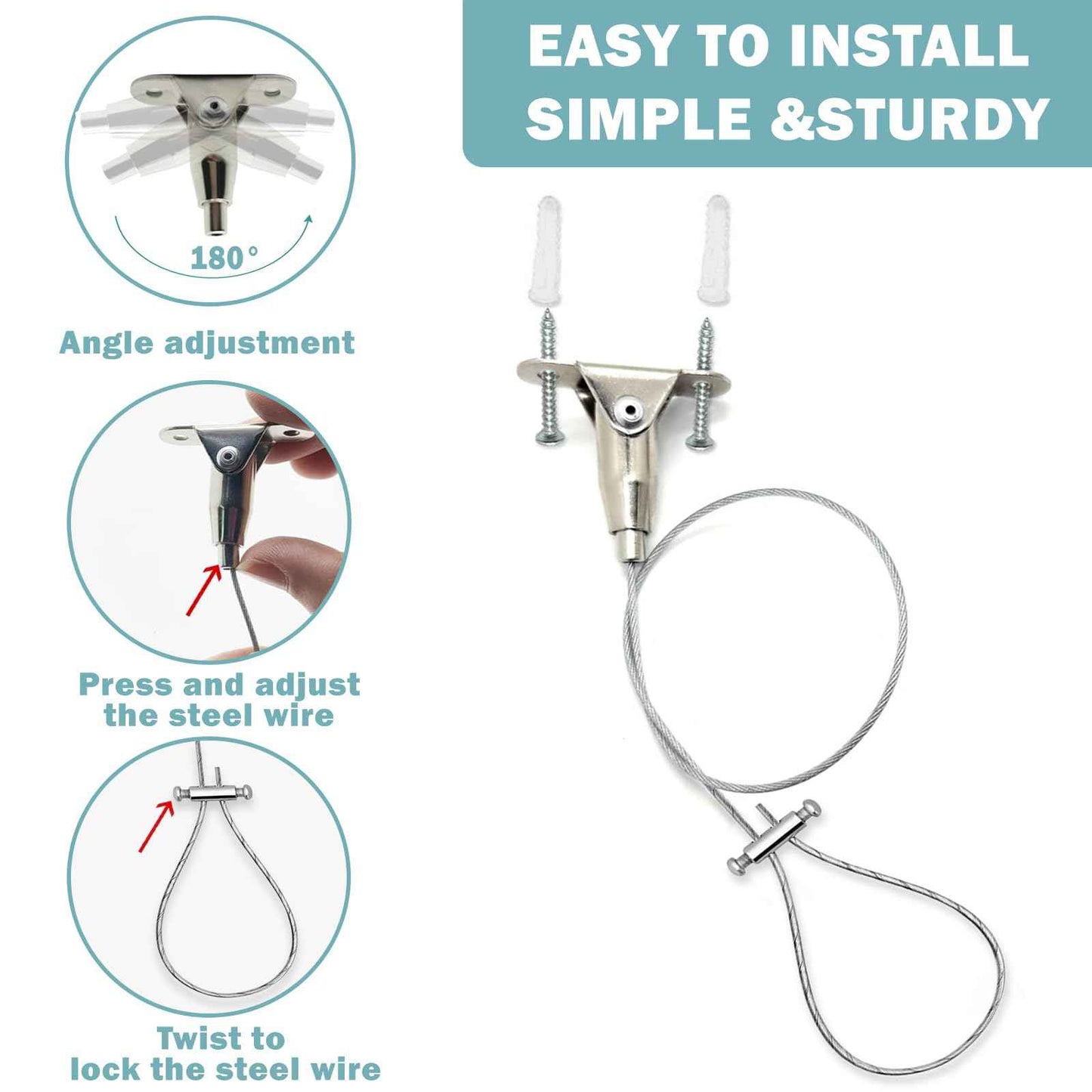 Shower Rod Ceiling Support Bracket 2-Pack – Anti-Sagging 304 Stainless Steel, 60" Adjustable Rust-Resistant, Fits Curved/L/U-Shaped Rods