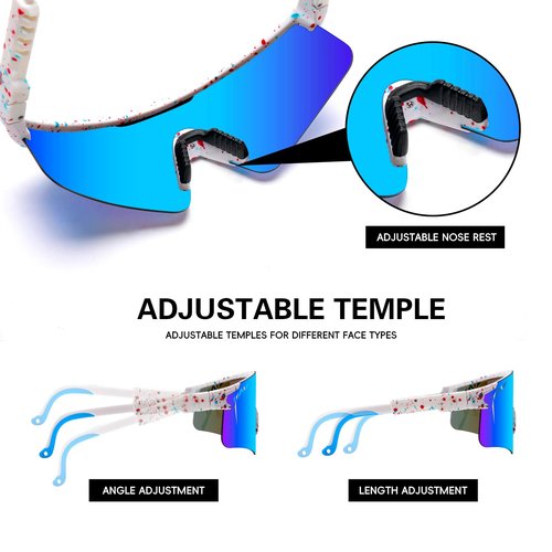 IKTOD Sports Pit Vpier Sunglasses Men Women Anti-UV Baseball Sunglasses Cycling Running Softball Glasses (White Frame Blue Lenses)