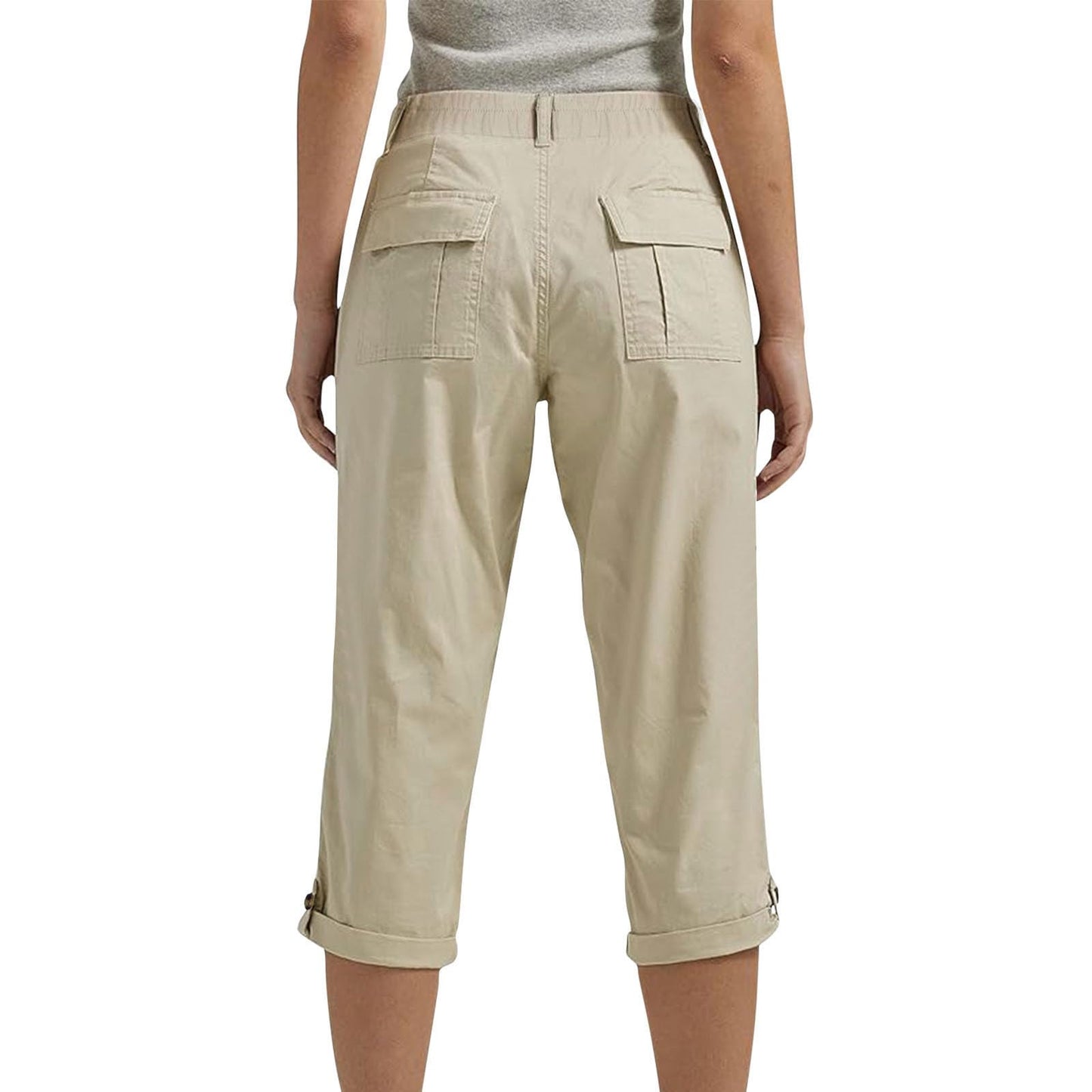 Cotton Capris with Pockets for Women Capri Pants for Women with Pockets Button Cargo Cropped Pant Casual Summer Straight Leg Knee Length Long Bermuda Capris