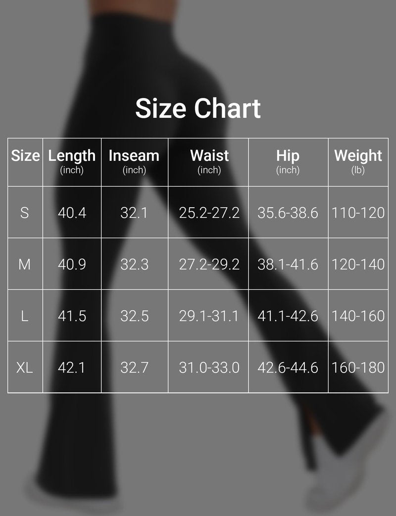 VOYJOY Womens Split Hem Legging Workout High Waist Mini Flared Leggings Casual Workout Gym Yoga Pants Black