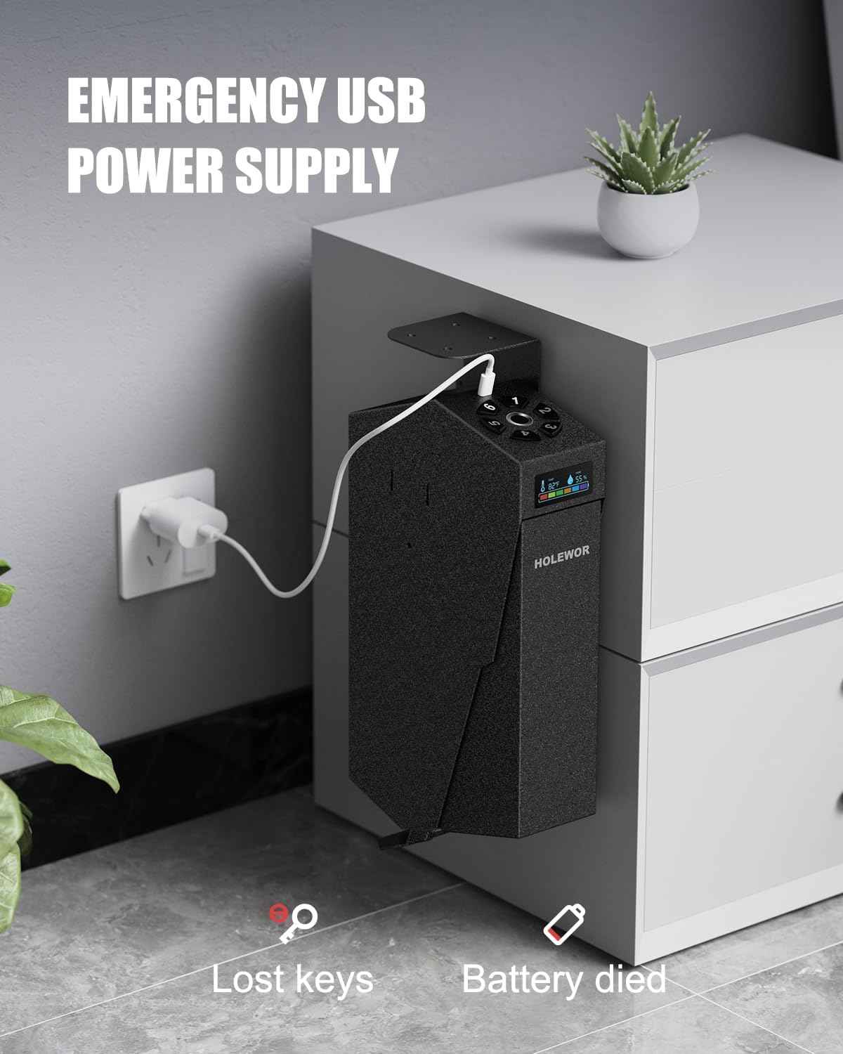 Quick Access Bedside Gun Safe - Single Mount Pistol Safe for Nightstand & Desk