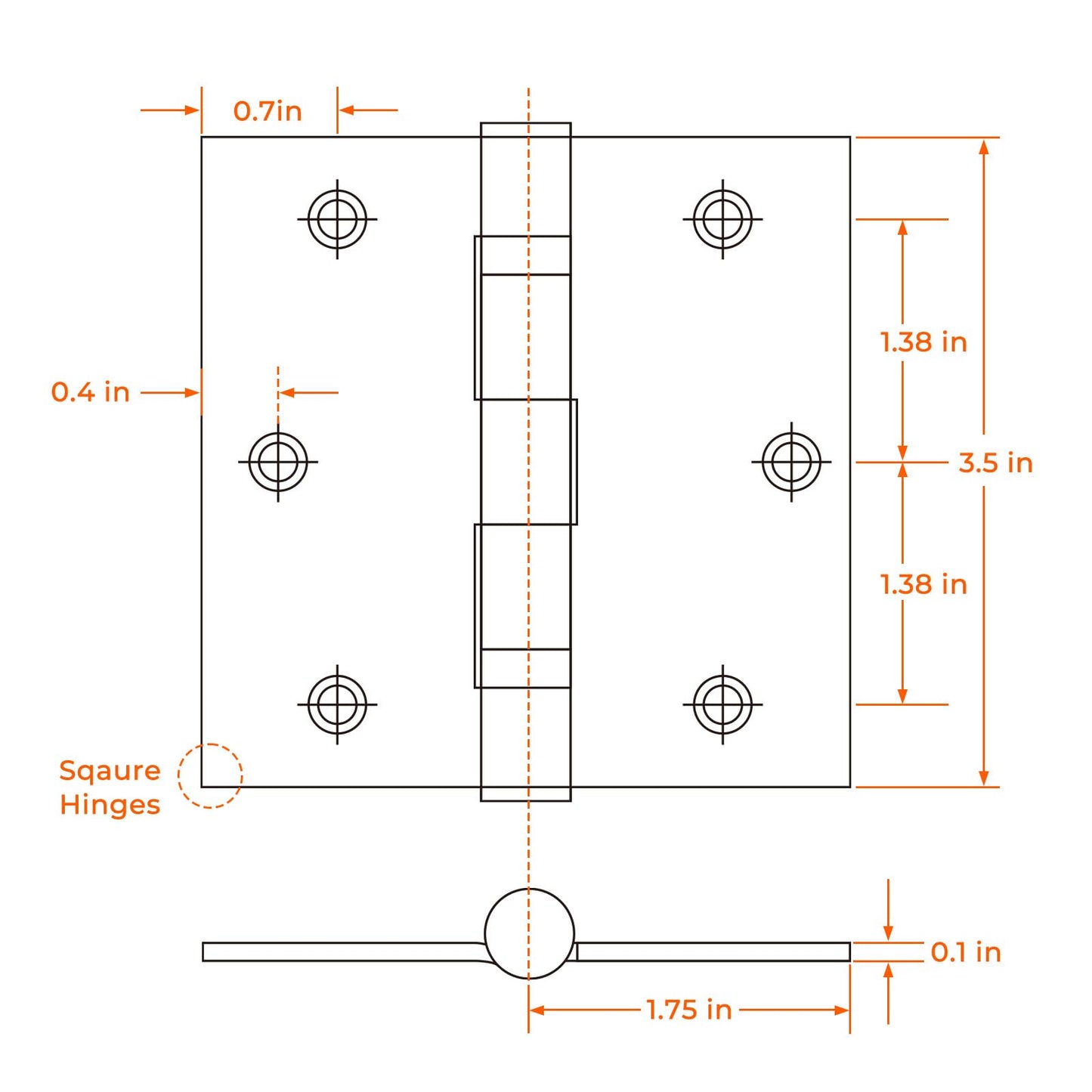Haidms 3 Pack Stainless Steel Ball Bearing Hinges 3.5 Inch Black Door Hinges, Square Corner Heavy Duty Hinges for Interior Exterior Doors No Squeak and Non Removable Pin