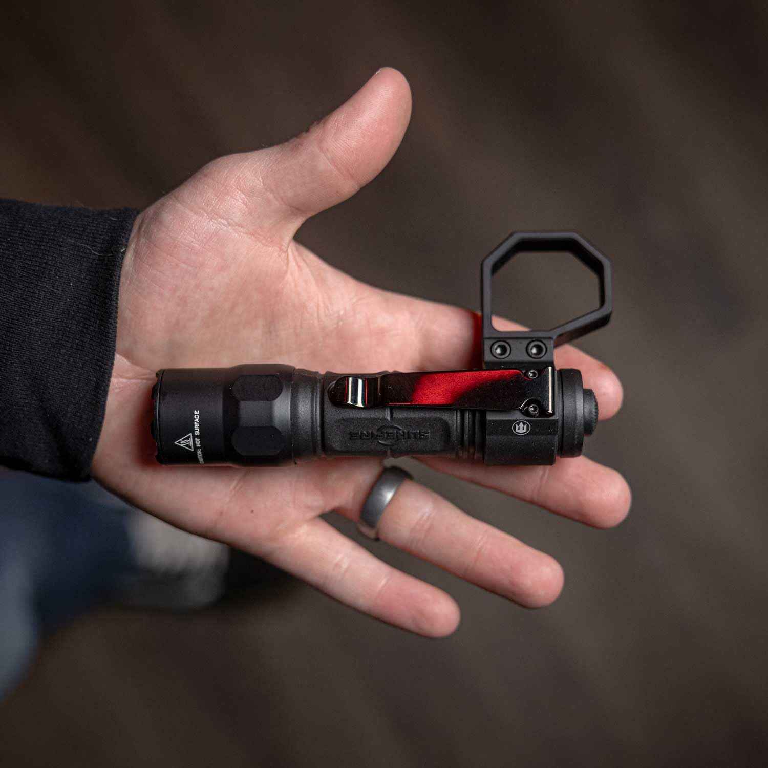 Triton Cottos 6061 T6 Aluminum Flashlight Ring for Most 1" Flashlights with Detachable Pocket Clip, Flashlight Retention Ring