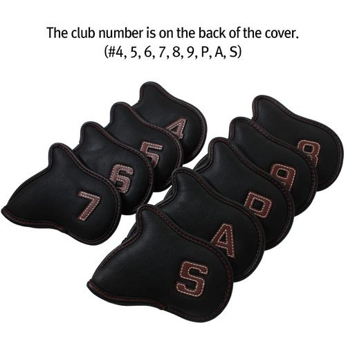 AIMSHARK Skull_Shark Golf Iron Covers/1pcs or 9pcs Set/Golf Head Covers/Golf Club Covers (Skull_Iron 9pcs Set White)
