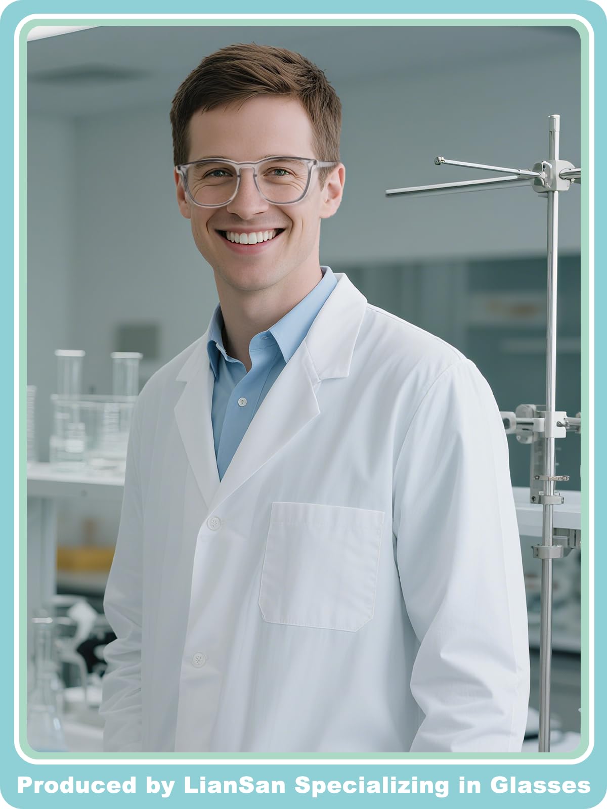 LianSan Oversize Anti-Fog Safety Glasses for Nurses, Z87.1 Certified Goggles for Women, Square UV Protection Light Grey