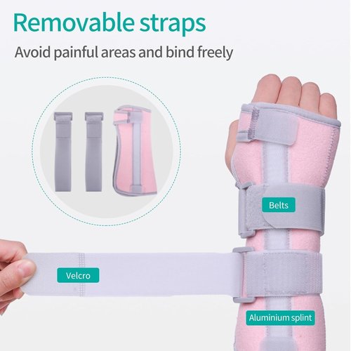 Lvyeyung Wrist Brace for Carpal Tunnel Night Support, Adjustable Wrist Support with Sling Right Hand, Carpal Tunnel Relief Wrists Splint for Work, Hand Brace for Men and Women(Right-Pink)