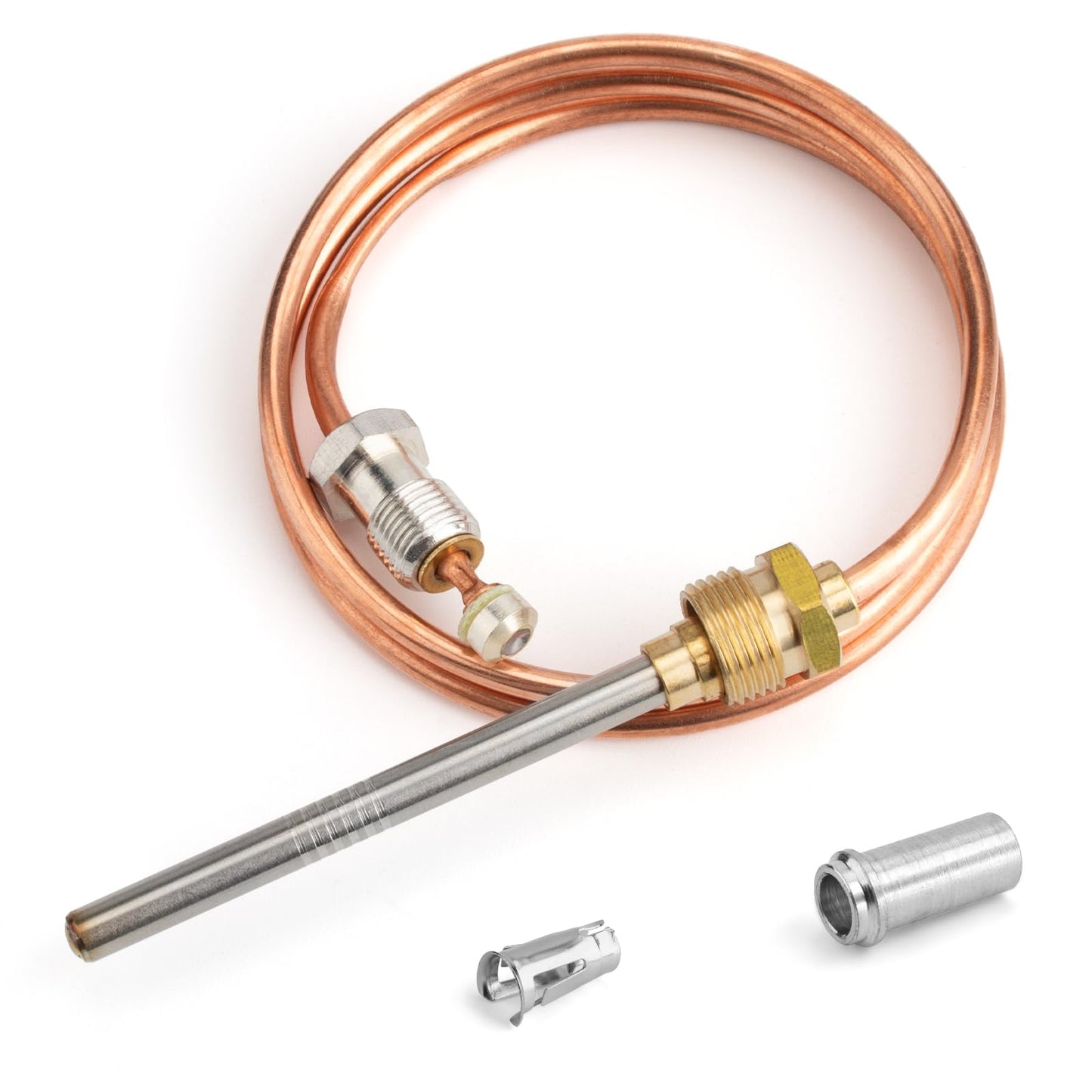 24 Inch Thermocouple for Resideo, CQ100A1013/U Water Heater Thermocouple, Gas Furnaces Thermocouple Fits Screw-in, Clamp-in & Push-in Type Pilot Burners, Boiler Thermocouple Parts