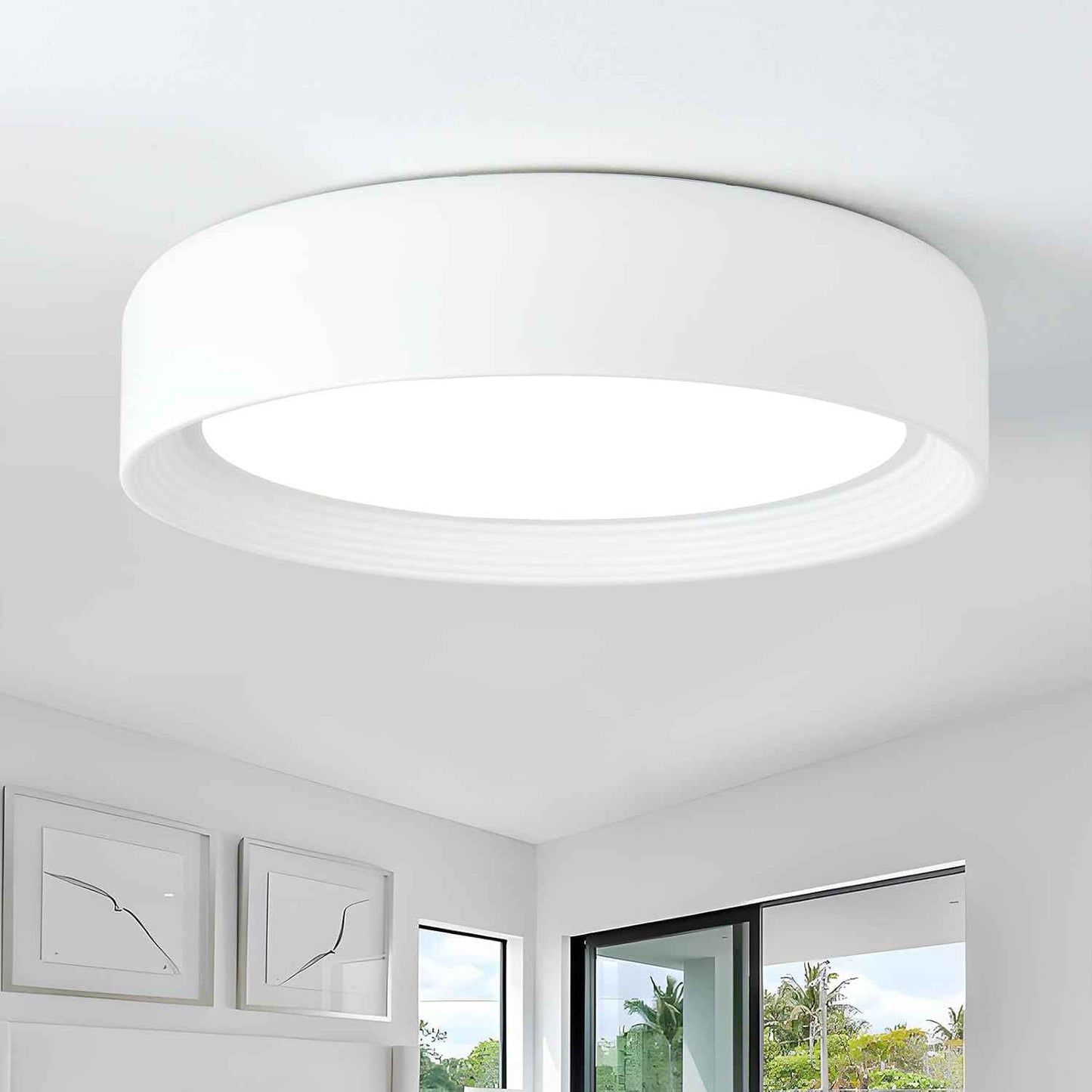 24W Dimmable LED Flush Mount Ceiling Light Fixture - 11.81" Modern 5CCT 3000K-6500K for Kitchen, Hallway & Laundry Room