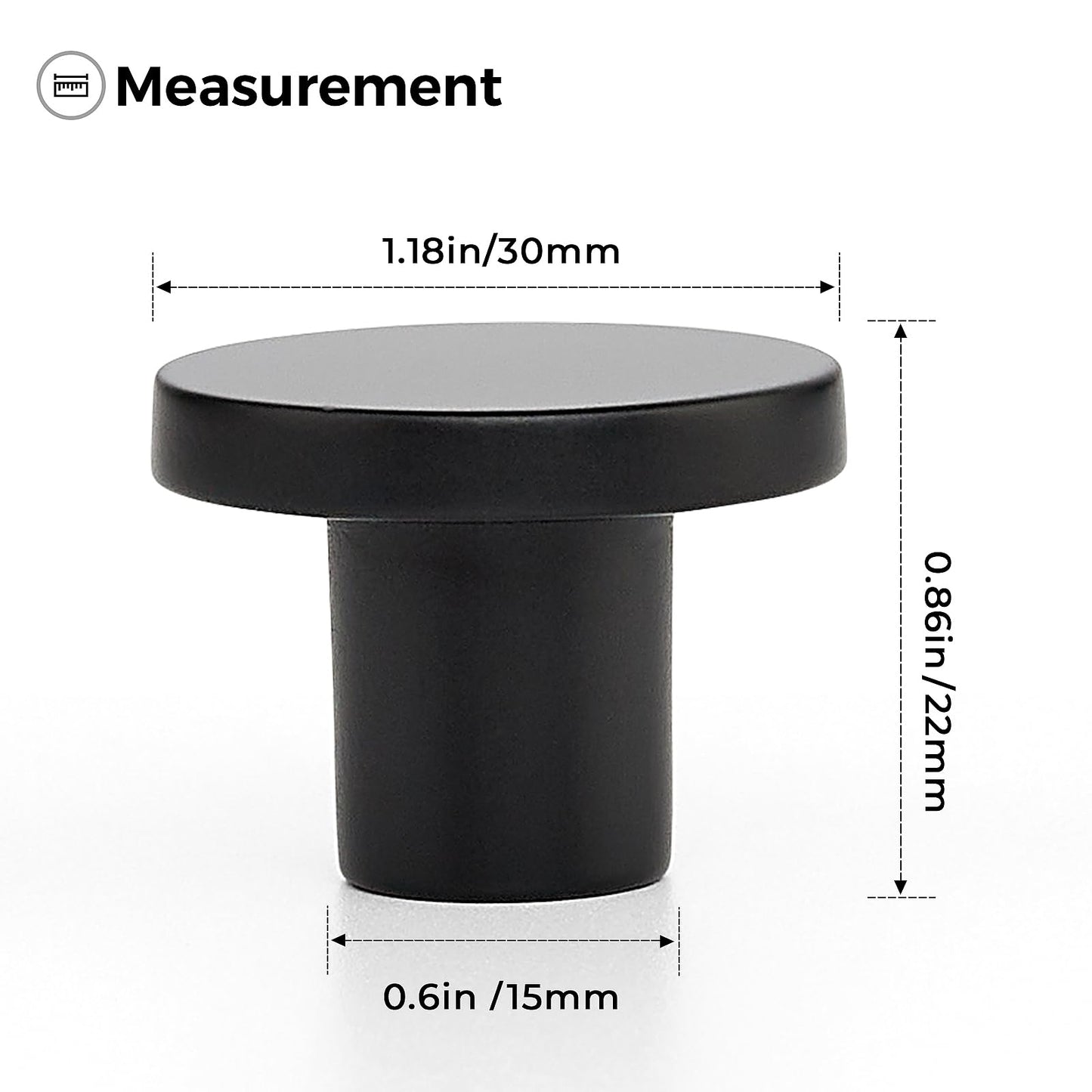 Ravinte 3 Pack Cabinet Knobs Black Kitchen Cabinet Knobs Round Dresser Drawer Knobs Matte Black Drawer Pulls Closet Door Knobs 1-1/5 Inch