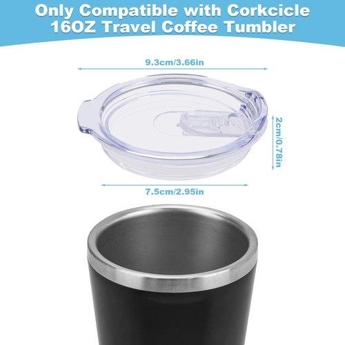 2Pack 16oz Replacement Lid Set for Corkcicle Tumbler,Double Sealing Spill Proof Replacement Top Compatible with 16 oz Cork cicle Travel Coffee Mug,2.9in Drink Cup Lids Fit for Corkcicle Water Bottle
