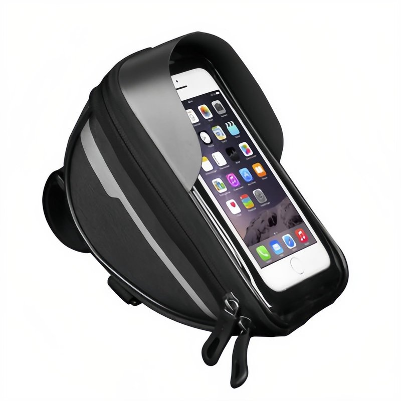 O'rengela Bike Phone Holder Bag Waterproof Bike Phone Mount Bag Bike Accessories EVA Hard Shell Bike Phone Pouch with Rain Cover Compatible with iPhone,Phones Below 6.5" (Black)