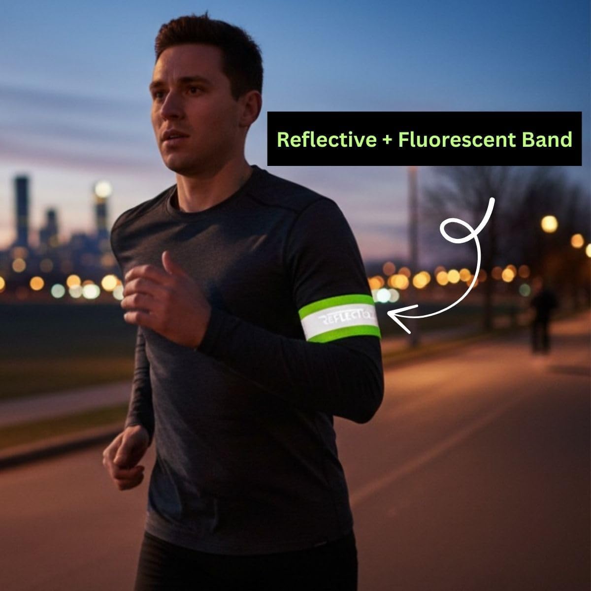 ReflecToes Reflective Safety Bands (Pack of 2), Adjustable 5-16 in for Wrist, Arm, Ankle or Leg - Fluorescent Day Visibility + 360° Retroreflective Night Safety for Running, Walking, Cycling