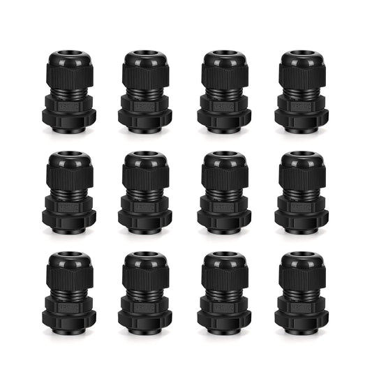 CGELE Cable Gland 12 Pack 1/2" NPT Waterproof Adjustable Connector Strain Relief Cord Connectors Joints Nylon with Gaskets…