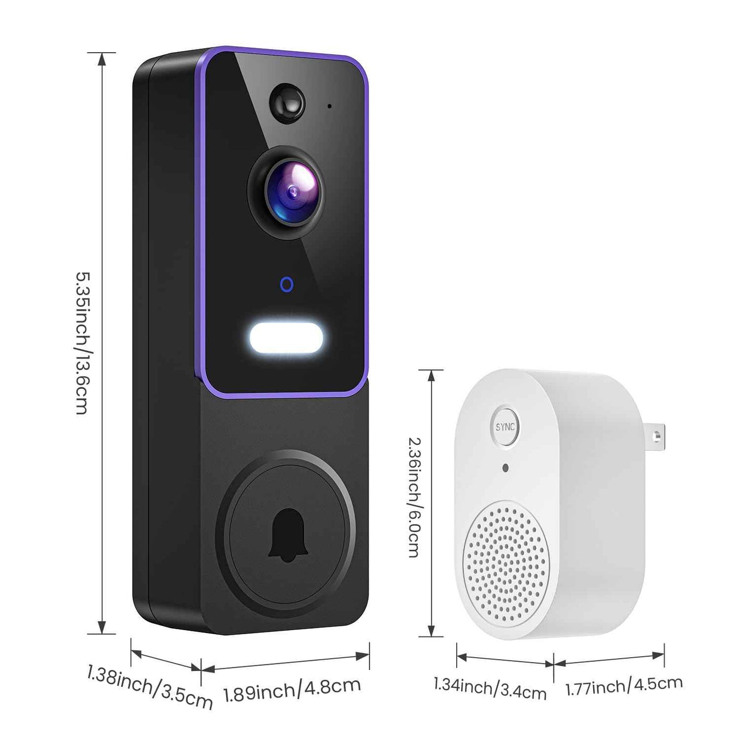 SwagBuzz 1080p Wireless Wi-Fi Video Doorbell Camera with AI Motion Detection, Two Way Audio and Night Vision, Cloud Storage, Battery Powered