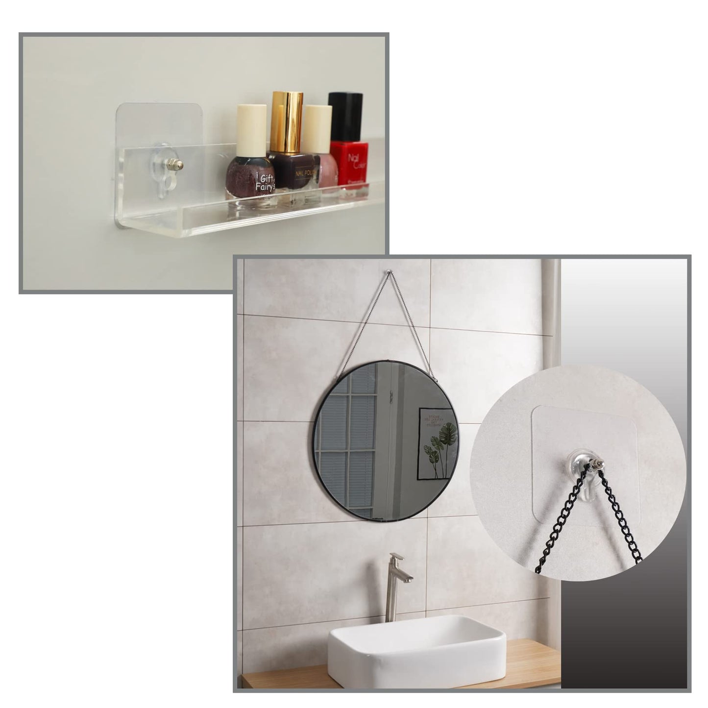 LAJAR 18 Pack Adhesive Wall Screws Hanging Nails, Seamless Screws for Wall Mounting, Nail-Free Stickers for Kitchen, Shower and Bathroom (10mm)