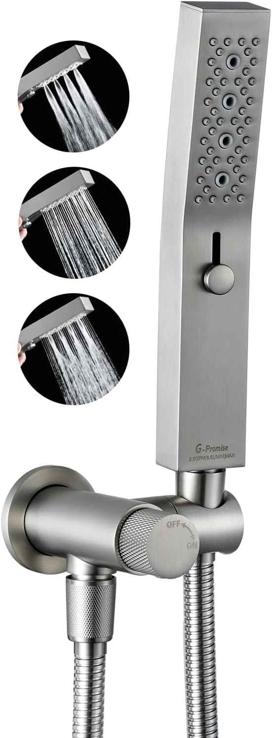 All Metal Handheld Shower Set with 3-Function Wand & 70-Inch Stainless Steel Hose
