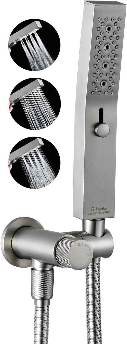 All Metal Handheld Shower Set with 3-Function Wand & 70-Inch Stainless Steel Hose