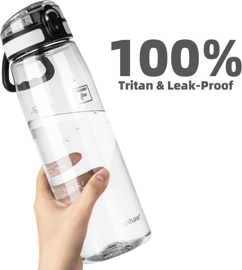 Fanhaw 32 Oz Tritan Water Bottle - Clear, BPA-Free, Lightweight & Leak-Proof | Ideal for Gym & Travel