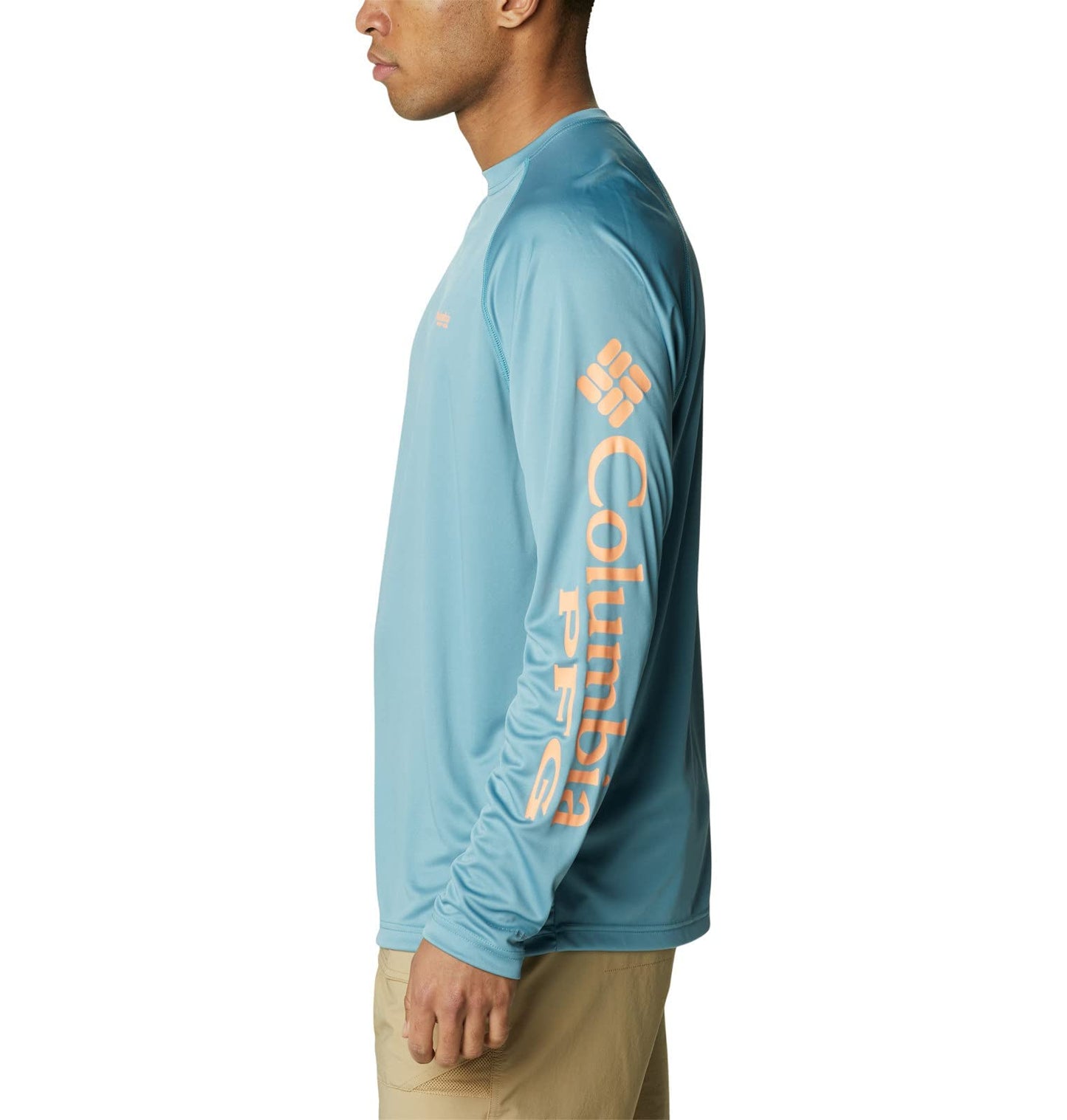 Columbia Men's Terminal Tackle Long Sleeve Shirt, Storm/Bright Nectar Logo, 2X Tall