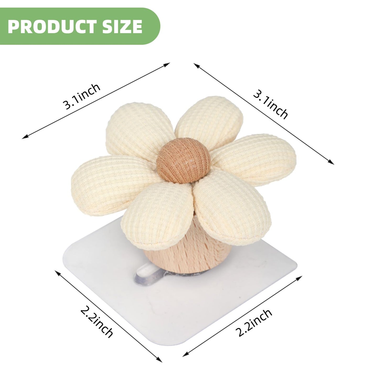 LIYAZHIL 2 Pack Adhesive Wall Hooks Flower Wooden Towel Coat Sticky Hooks for Bathroom Shower Kitchen (Beige)