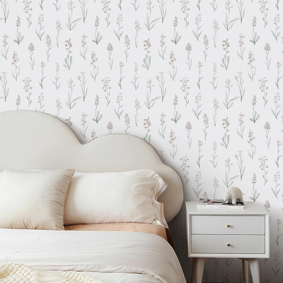 Wudnaye Beige Peel and Stick Wallpaper Floral Contact Paper 16.9in×118.1in Neutral Beige Contact Paper Cream Floral Wallpaper Self Adhesive Waterproof for Bathroom Bedroom Nursery Decor Walls Vinyl