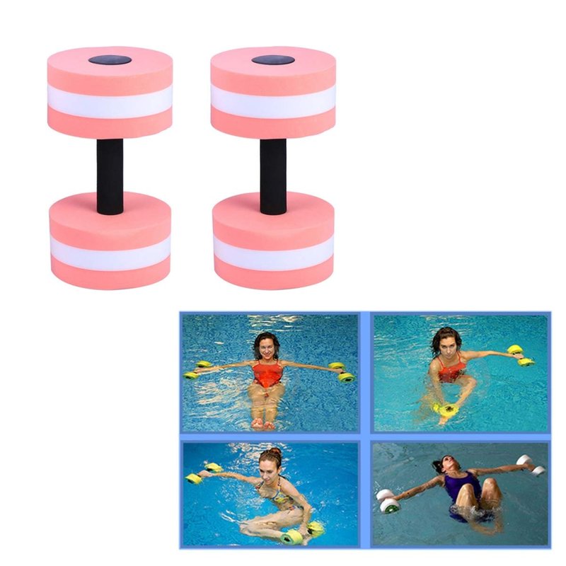 SEWACC 2Pcs Aquatic Exercise Dumbbells Water Dumbells Foam Water Weights Aquatic Fitness Equipment for Water Aerobics (Pink)