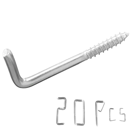 soimuk 304 Stainless Steel 2 in Screw-in Hooks 20 Pcs,7 Shape Screw Hooks,Right Angle Medal Hooks l Shaped Screw in Hooks for Hanging