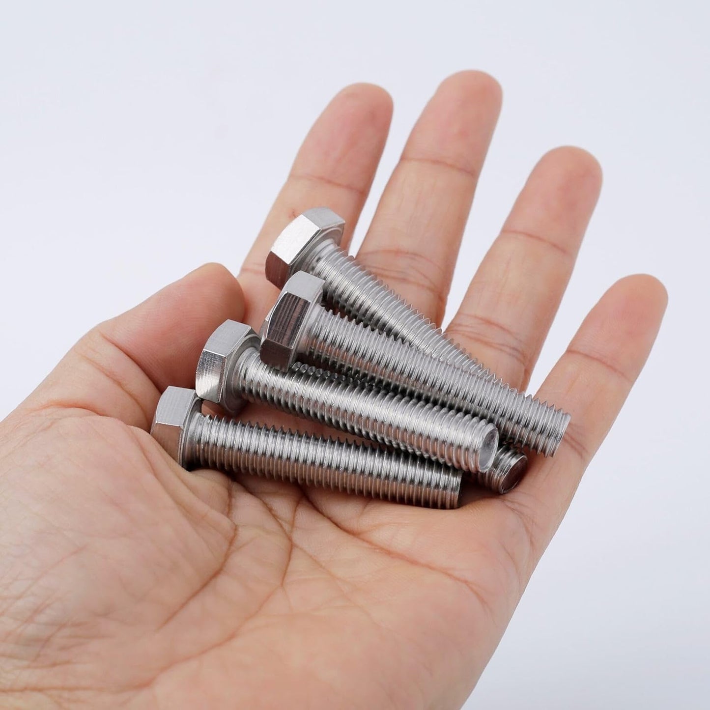 5PCS/Lot M10x1.0 Fine Thread Hex Head Rod Bolts - Din933 Standard Size: Thread Diameter: M10 - Length: 50mm - Thread Pitch: 1mm (Silver Color, Material: Stainless Steel)