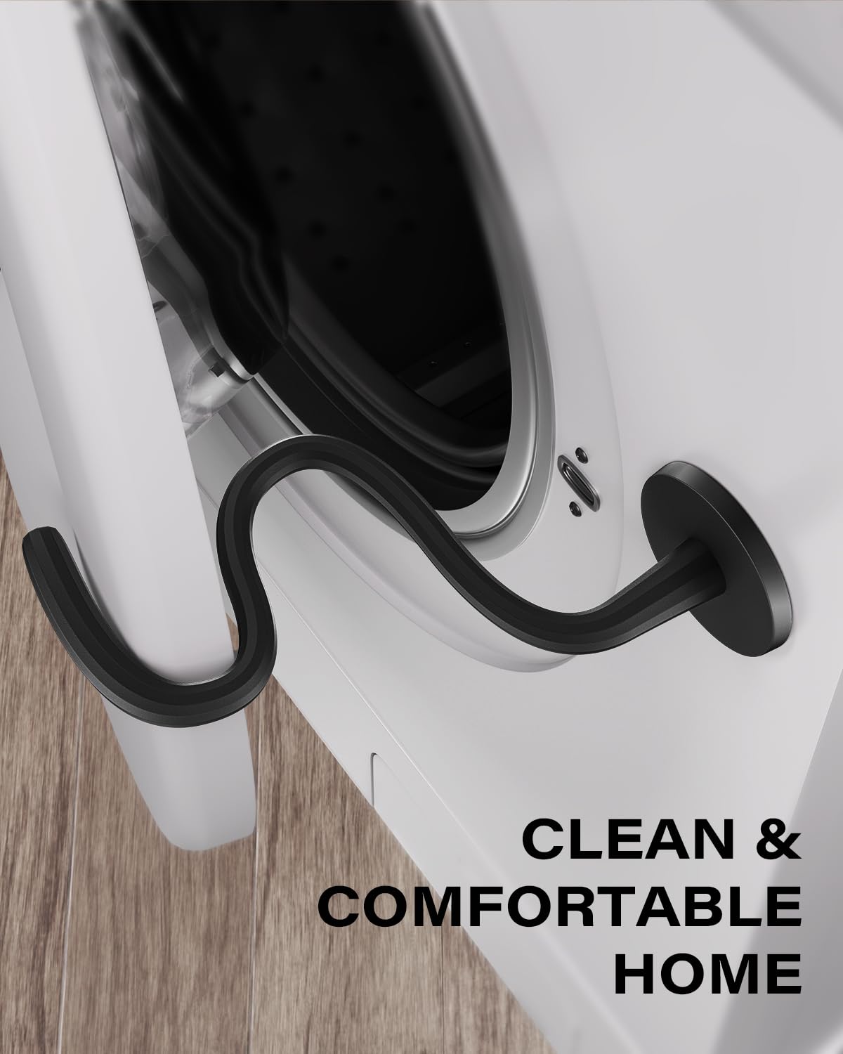 OQTIQ Front Load Washer Door Prop, Flexible Magnetic Washer Door Stopper for Washer and Dryer, Keep Washing Machine Door Open to Prevent Odors, Black