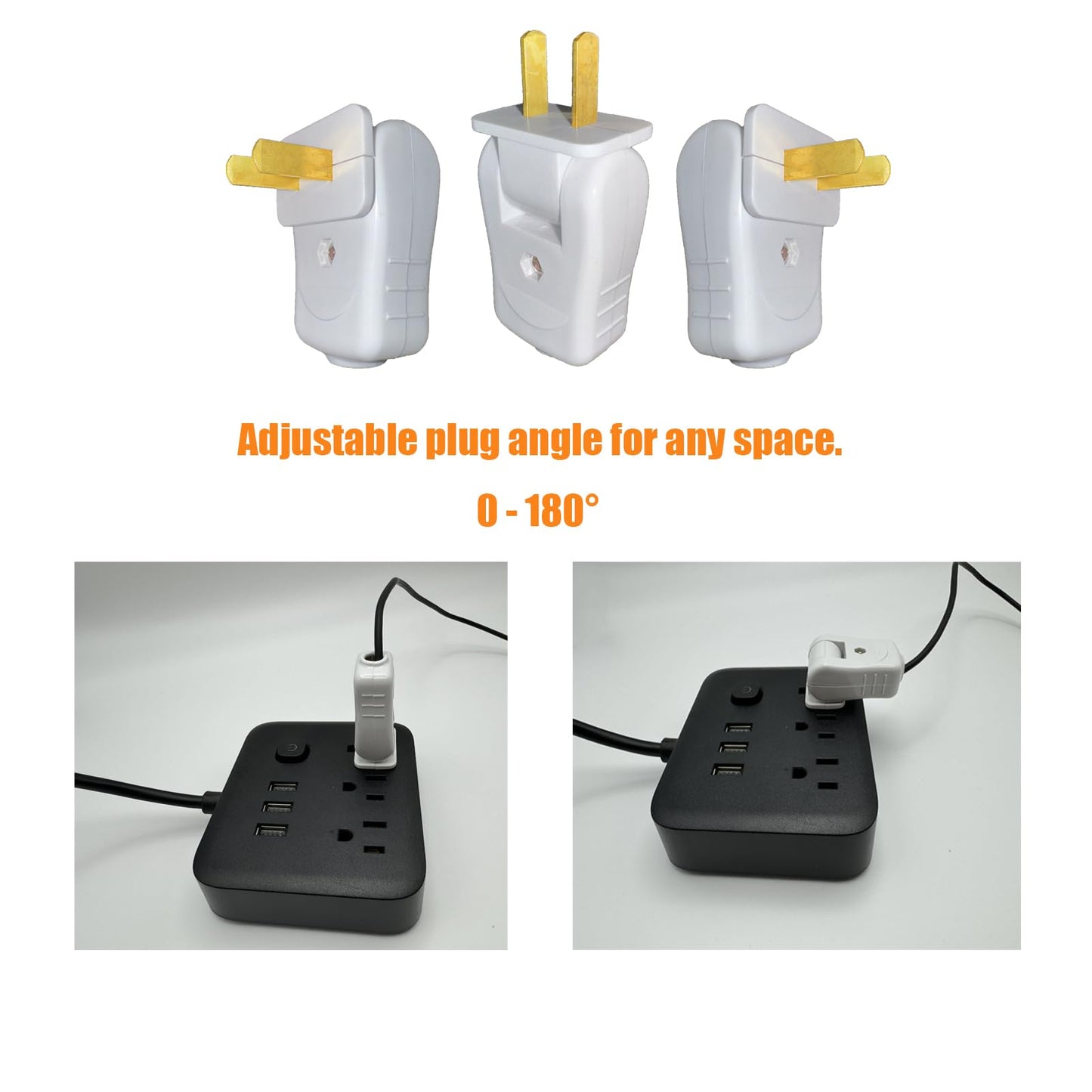 15 Amp Electrical Replacement Plug 2 Prong for Lamp, 2P 2W Straight Blade or Angle Plug, Light Duty, Non-Polarized, 125V Male Power Plug for Small Appliances, Power Strips and Lamps, 5-Pack