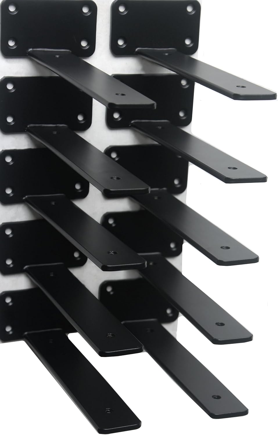 10-Inch Black Iron Floating Shelf Brackets - 12 Pack Rustic Industrial Support