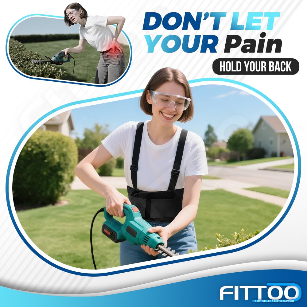 FITTOO Working Lumbar Lower Back Brace Support Belt with Adjustable Straps - Back Pain Relief, Injury Recovery, Heavy Lifting Support, Back Brace with Suspenders