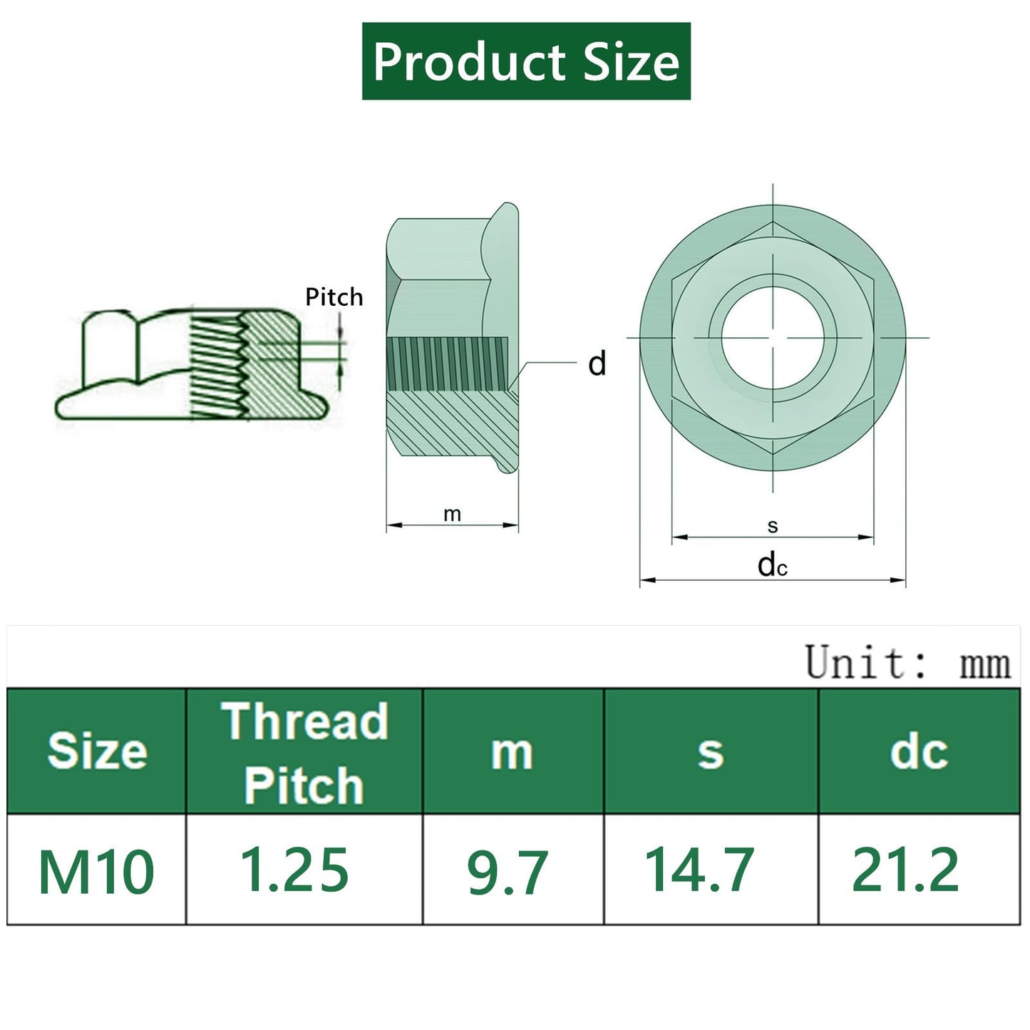 QYIMLI 20Pcs M10 x 1.25mm Flange Nut, Carbon Steel Thread Hardware Nuts Serrated Flange Lock Nuts Metric Hex Flange Nuts Bright Finish (Black)