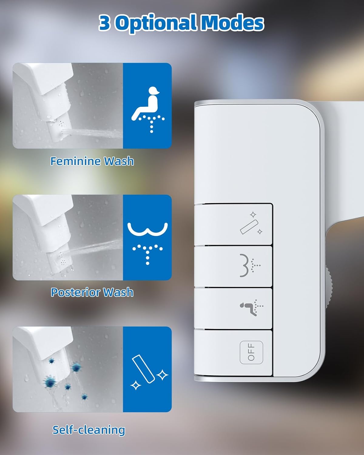 Bidet Attachment for Toilet - Non-Electric Dual Nozzle, Adjustable Water Pressure, Self-Cleaning, White