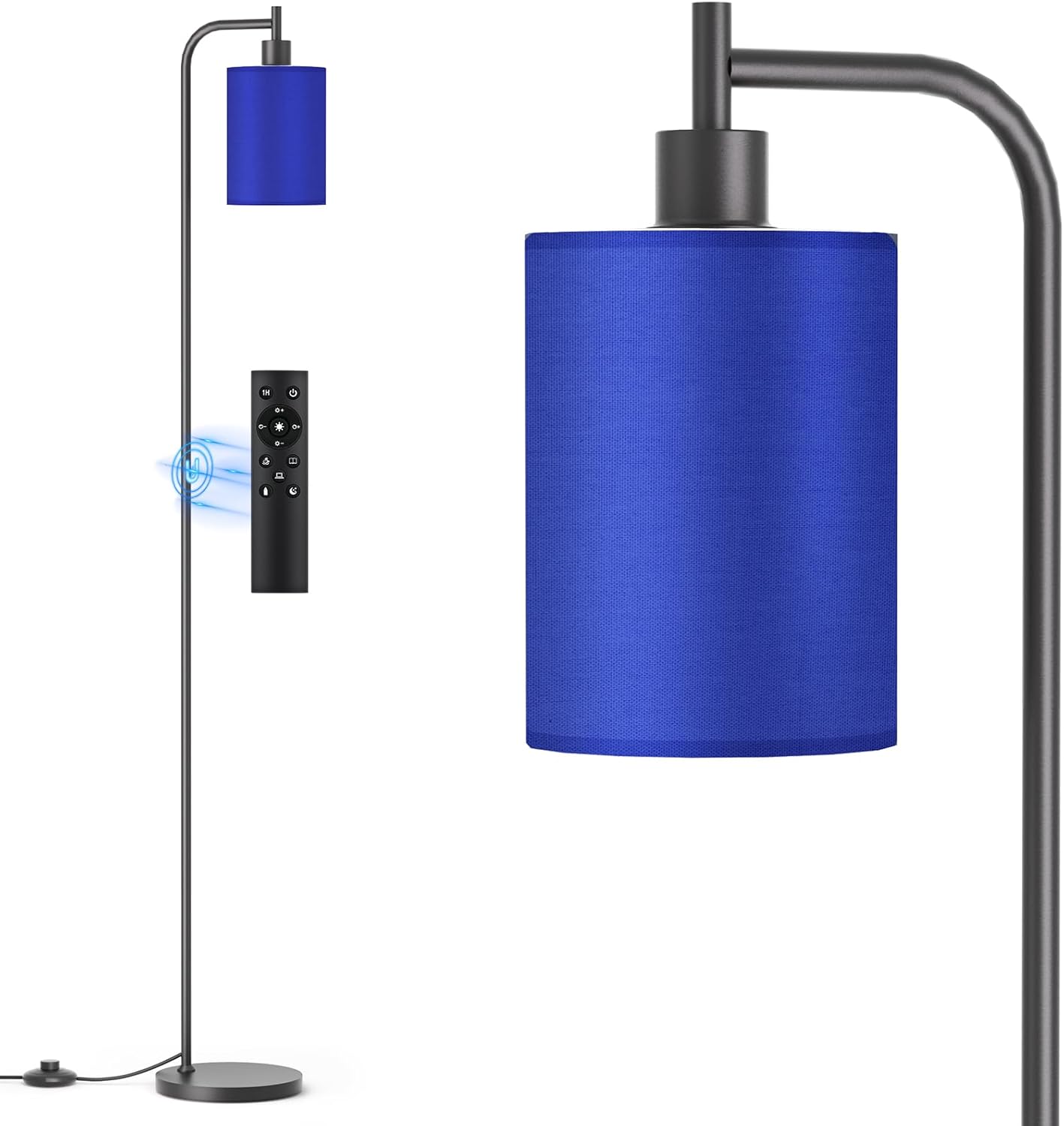 Dimmable Floor Lamp with Linen Shade & Remote Control - Modern 9W LED Standing Lamp for Living Room, Bedroom, Office
