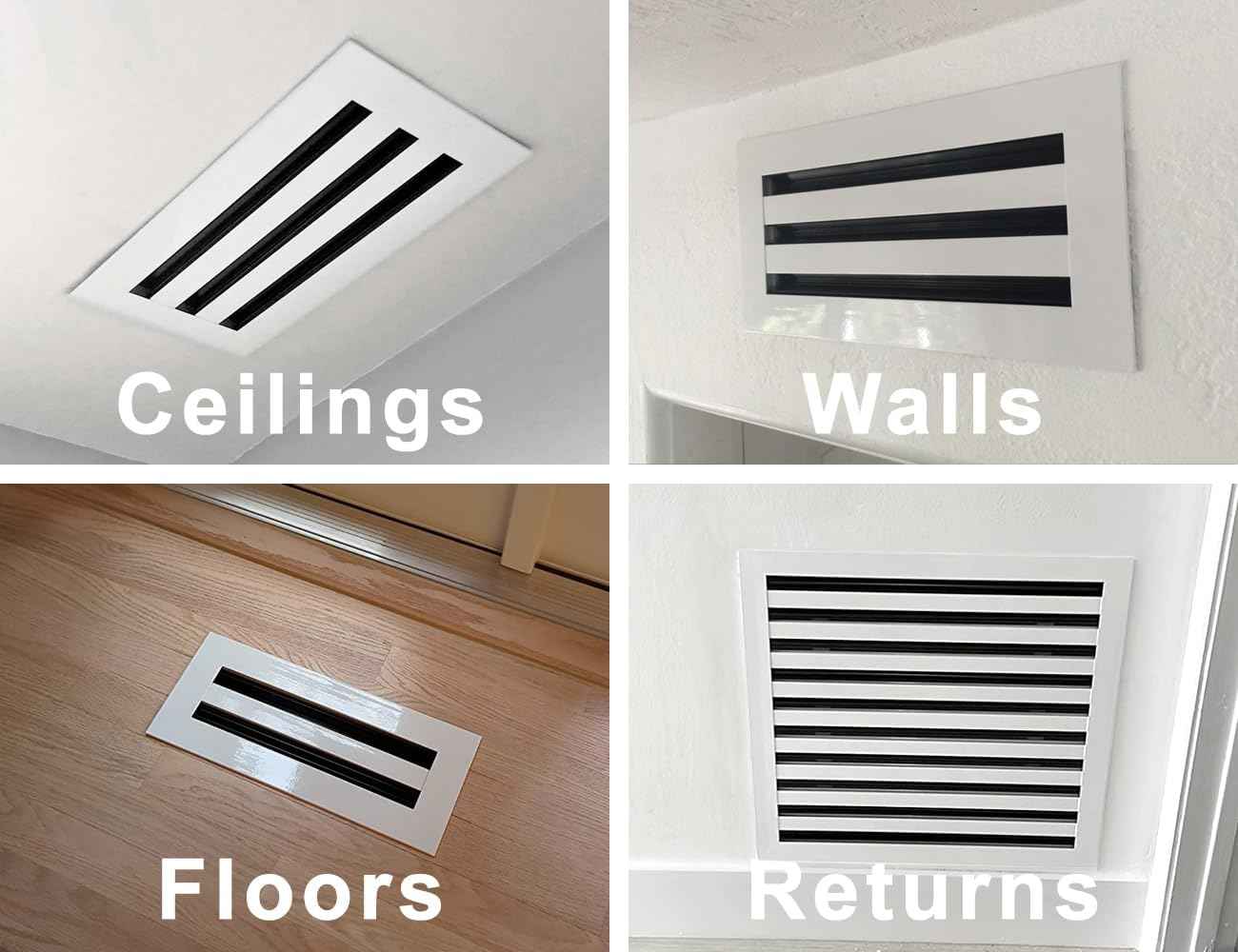 24” White Linear Slot Diffuser - Modern AC Vent Cover for Ceiling, Walls & Floors