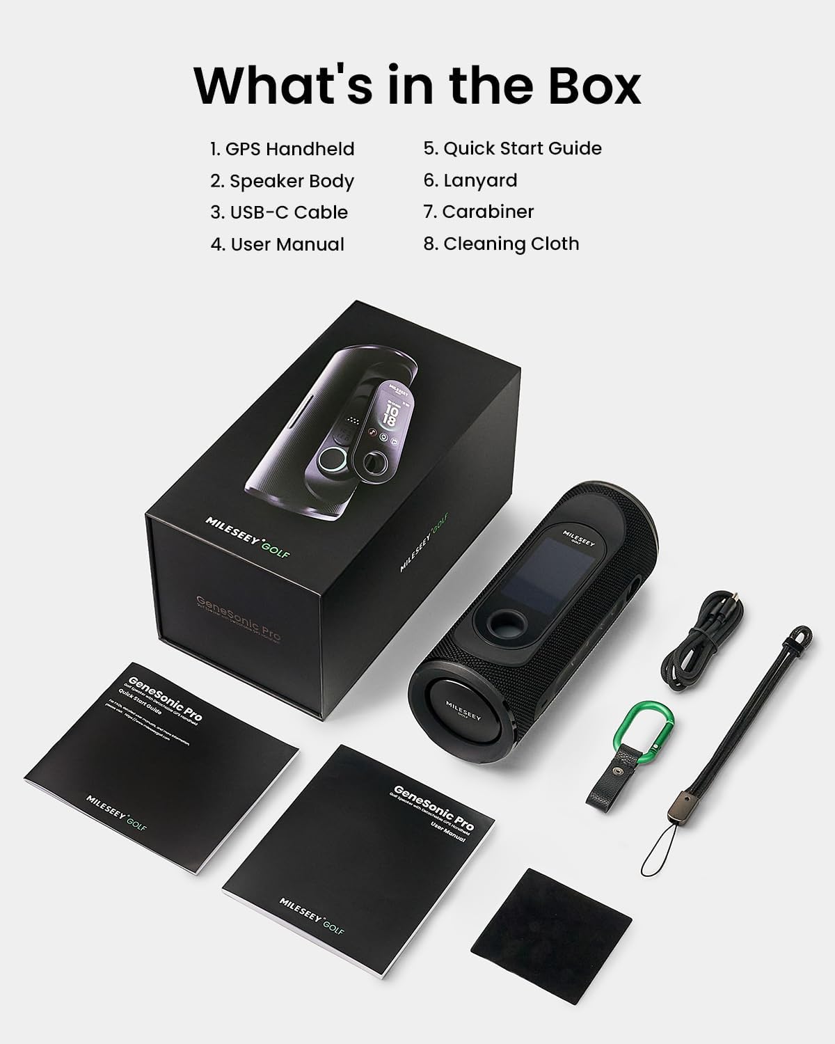 MiLESEEY GeneSonic Pro Golf Speaker - Detachable GPS Rangefinder, 43000+ Preloaded Courses, Waterproof, 15H Battery