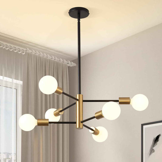 8-Light Gold Sputnik Chandelier - Modern Adjustable Ceiling Light for Dining Room, Kitchen & Foyer