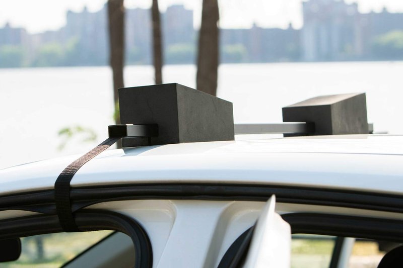 Pelican Adjustable Deluxe Foam Block Transport Roof Kayak Carrier Kit - Comes with Hood Trunk tie Down Loops and 6 tie Down Straps - Black/Turquoise
