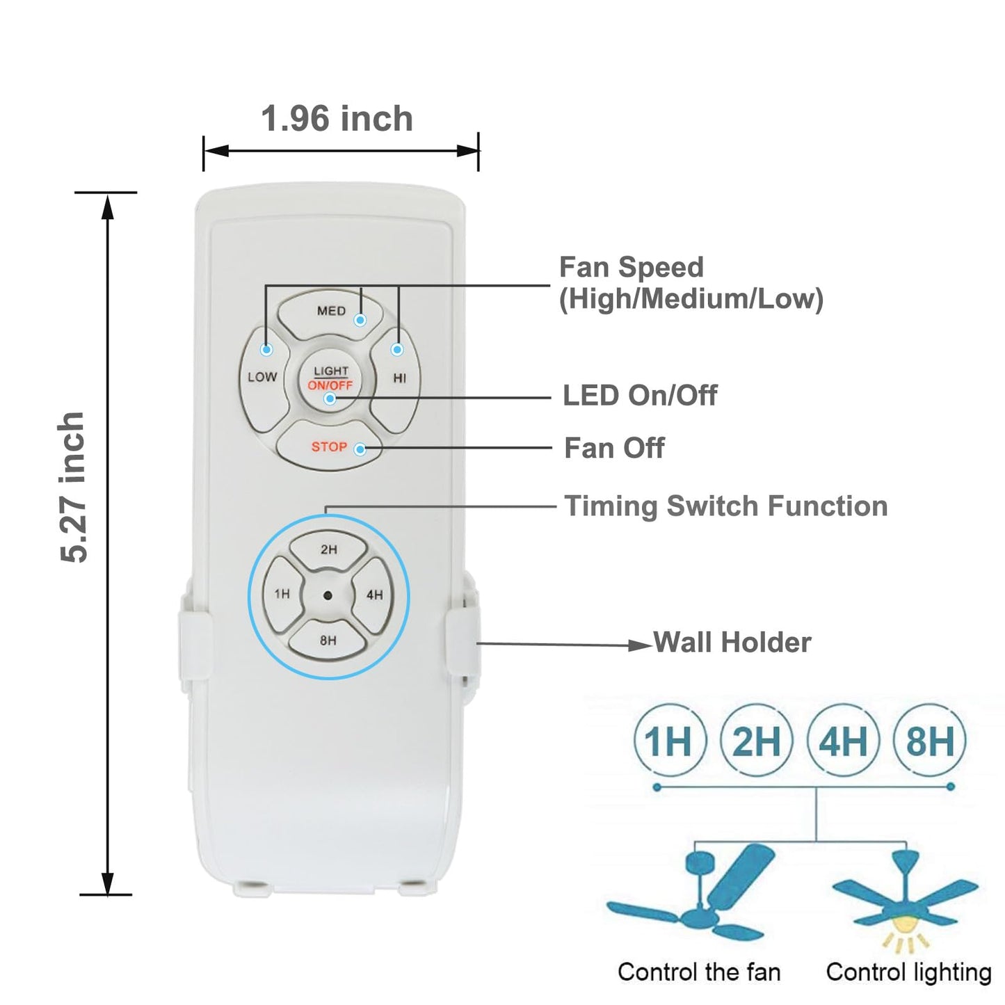 Ceiling Fan Remote Control Kit,Universal Fan Speed,Light & Timing 3 in 1 Wireless Remote Control for Ceiling Fan Light, Fit for Honeywell Westinghouse Hunter and More