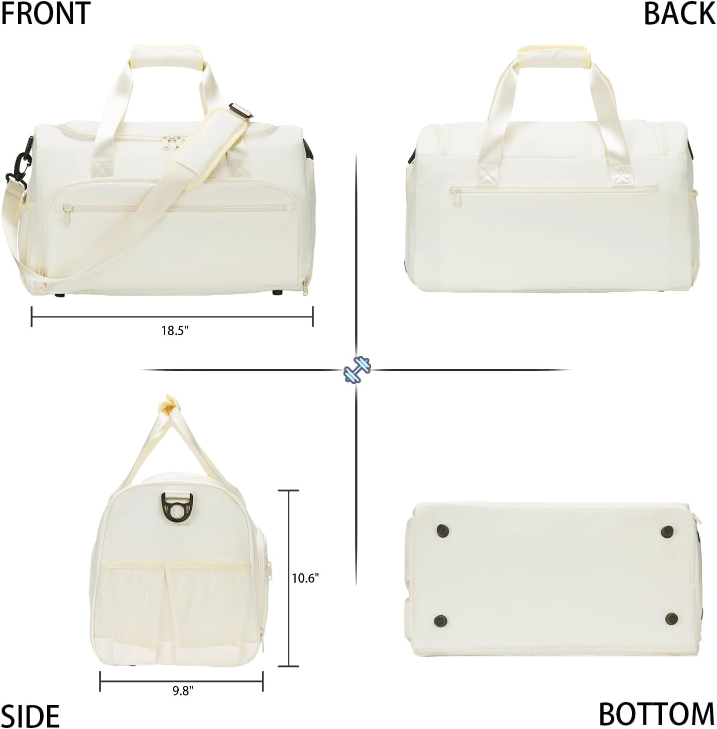 Skiennix Gym Bag - Water Resistant Sports Duffle with Wet Pocket & Shoe Compartment | Unisex Design