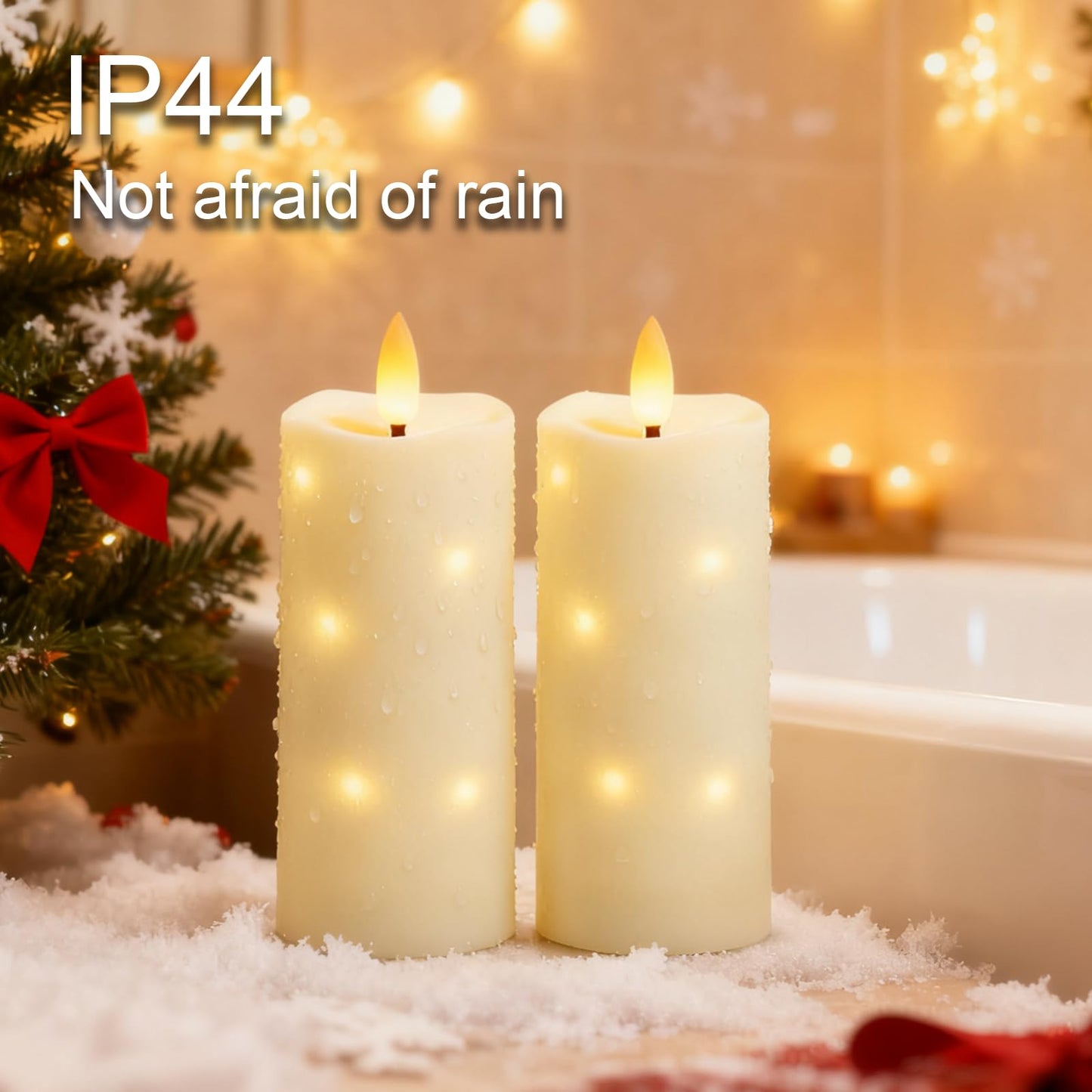 Waterproof Outdoor,with Timer & Remote - 2 Pack Flameless LED Candles, Battery Operated Candles (D2.2 xH6/6, Ivory) Used for Home Decoration and Holiday Decoration