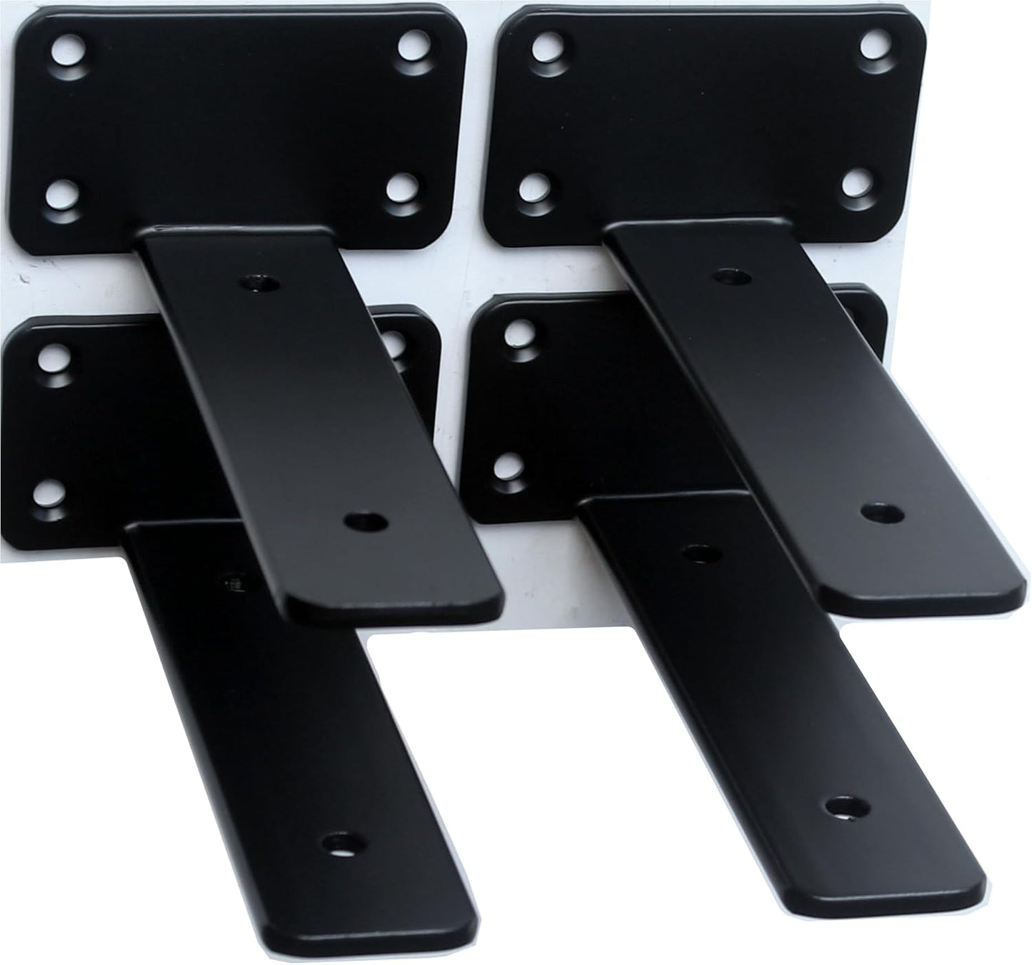 10-Inch Black Iron Floating Shelf Brackets - 12 Pack Rustic Industrial Support