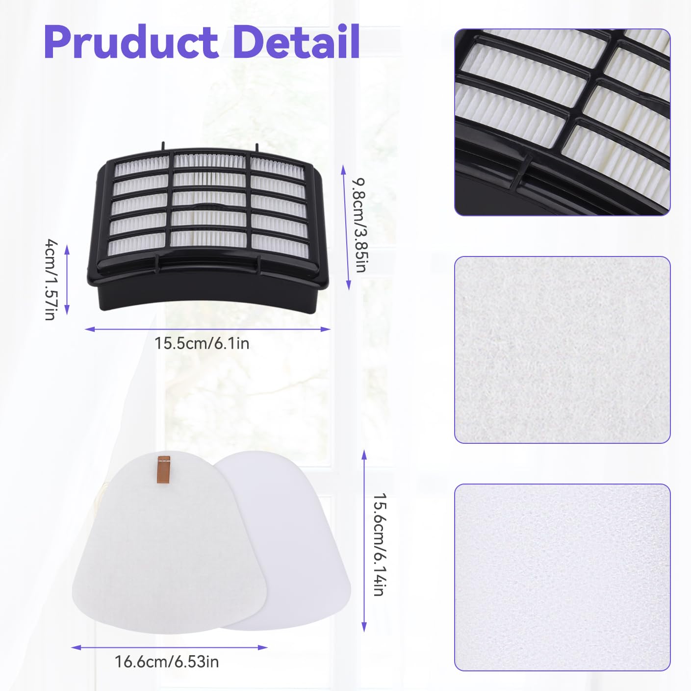 Vacuum Filters Replacement for Shark Navigator Lift-Away Vacuum NV350,NV351,NV352,NV355,NV360,NV370, UV440,UV490,UV540 vacuum,1 HEPA Filter, 2 Foam & 2 Faux Felt Filters - Replacement XFF350 XHF350