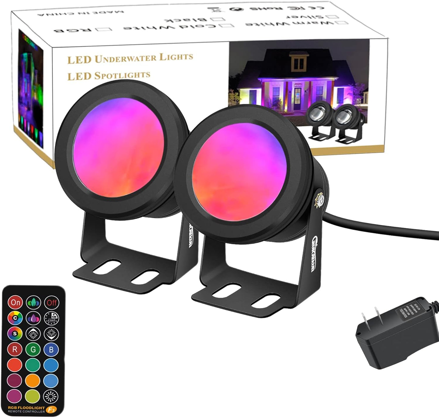 15W Smart Outdoor Colored Spotlights - APP Control, Waterproof Dimmable Garden Lights with Timer & Music Sync