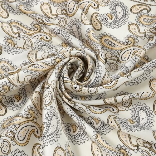 Vintage Silk Feel Square Scarf for Men - White Pattern Bandana